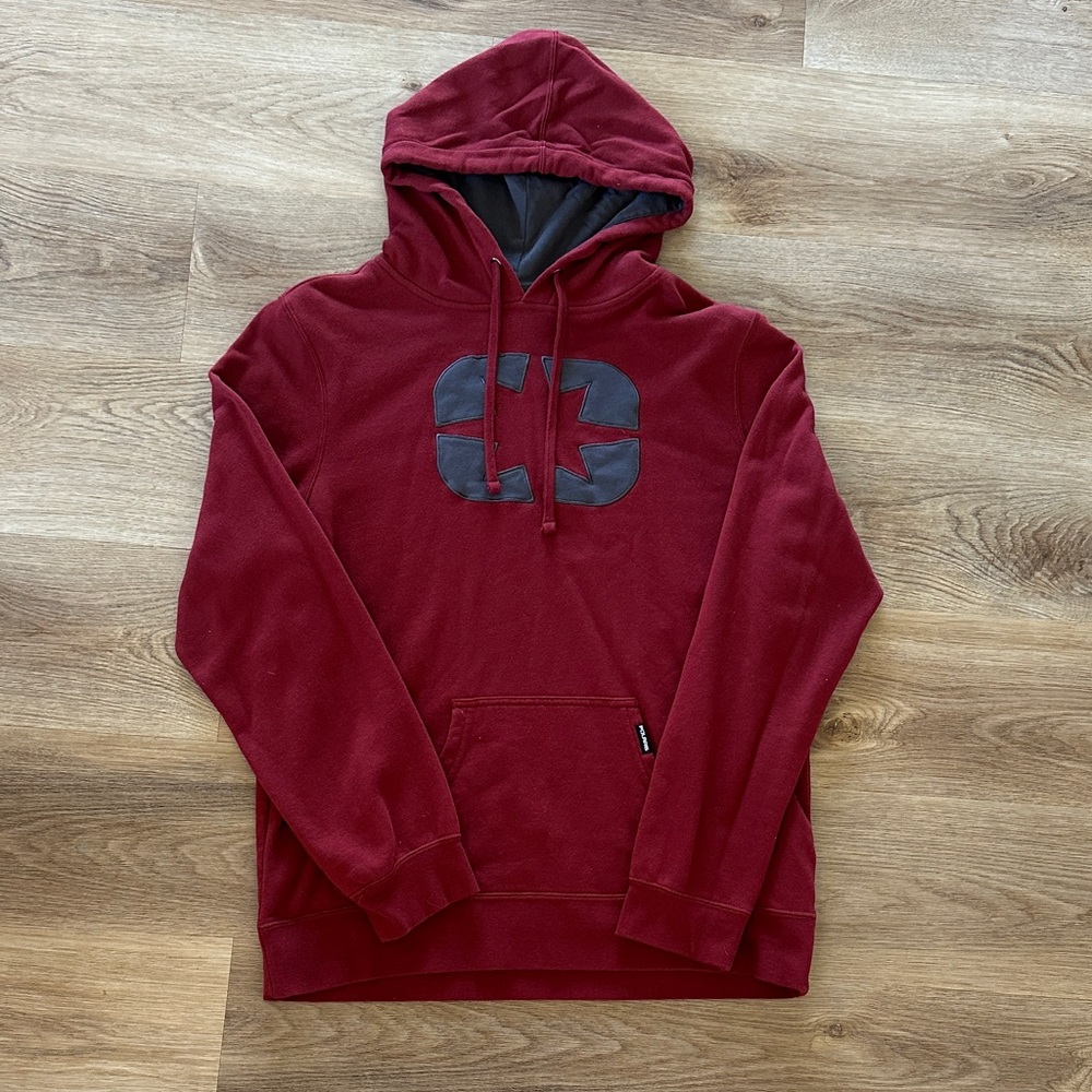 Men's Burgundy Hoodie with Graphic Design